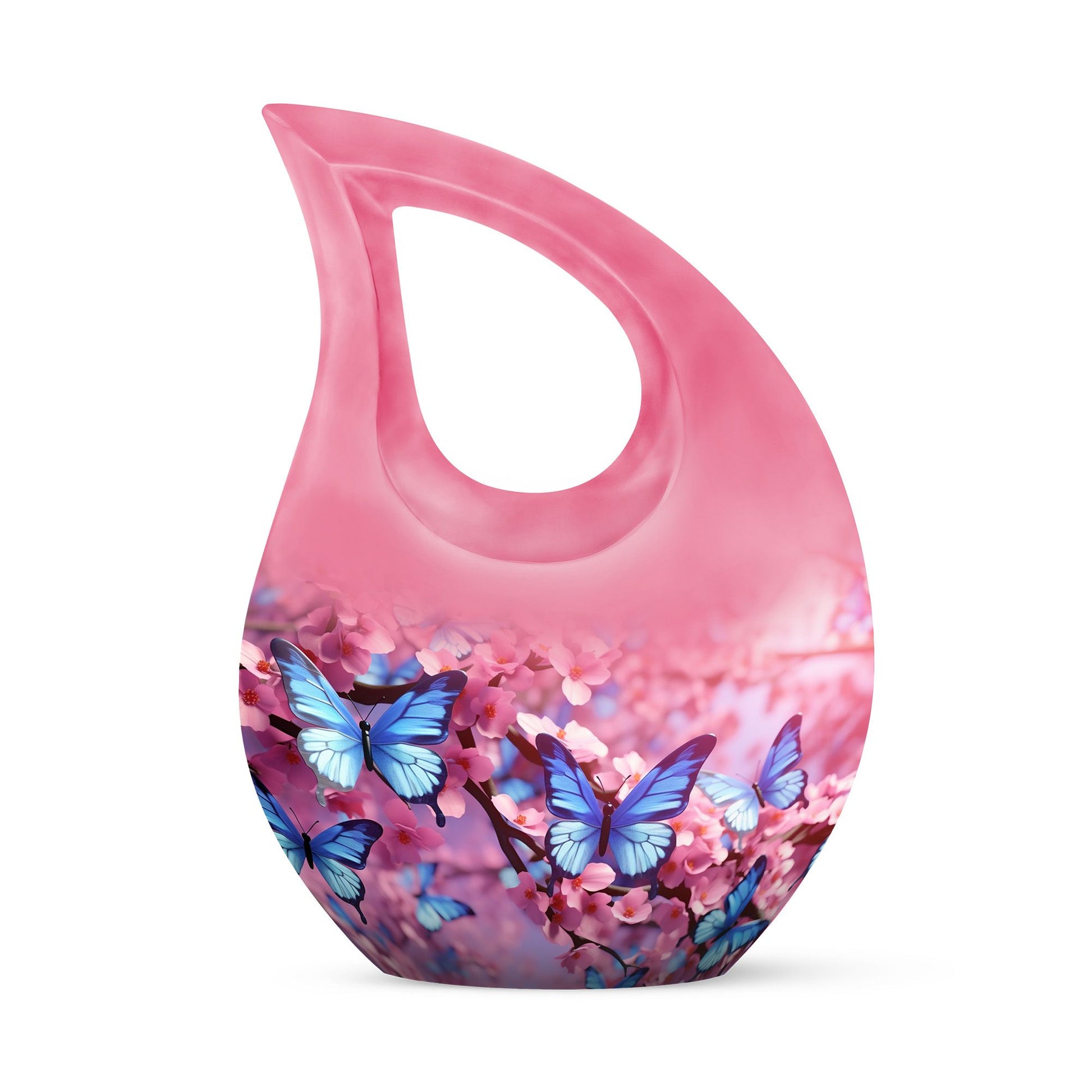 10-inch Butterfly Cross Drop Double Urn for cremated remains