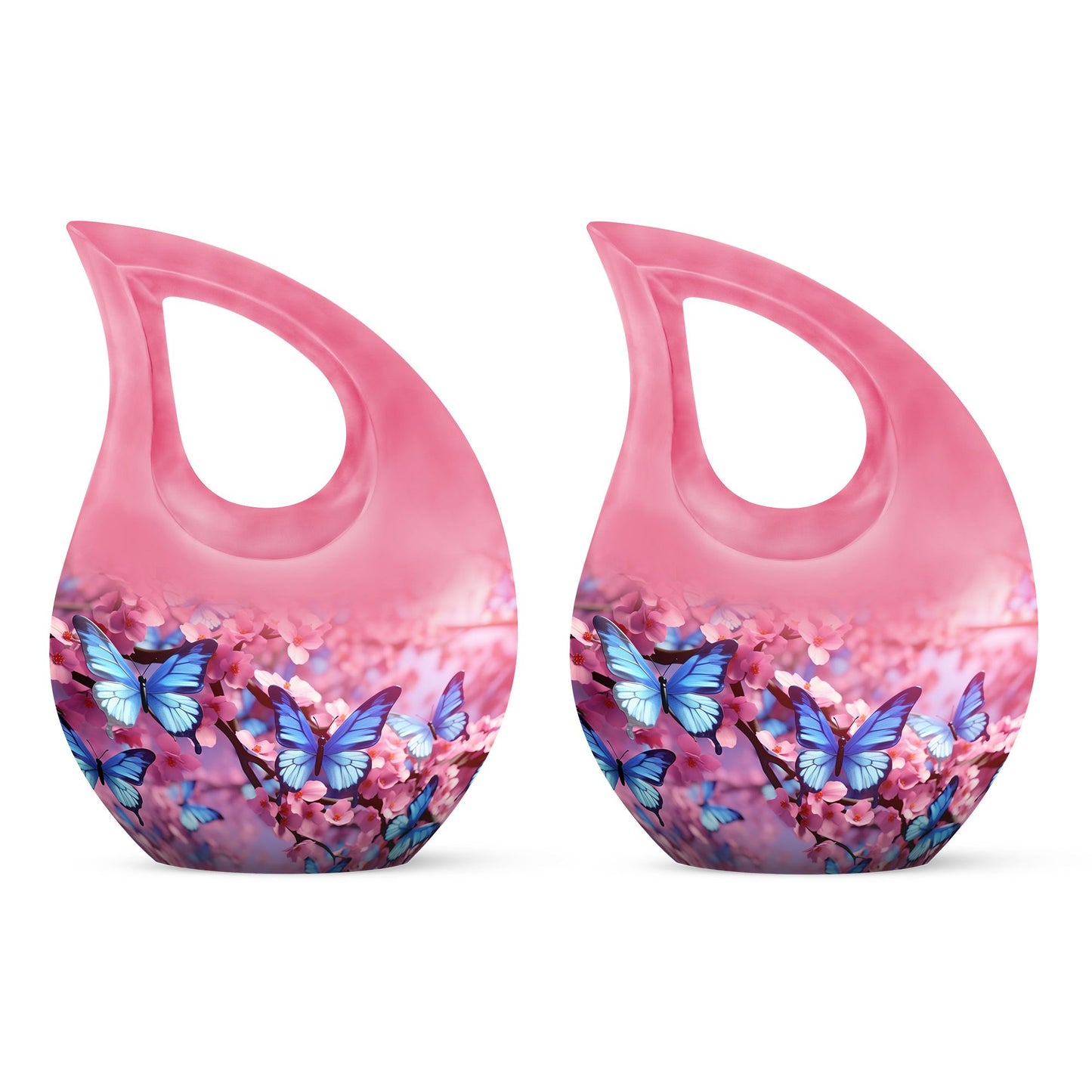10-inch Butterfly Cross Drop Double Urn for cremated remains