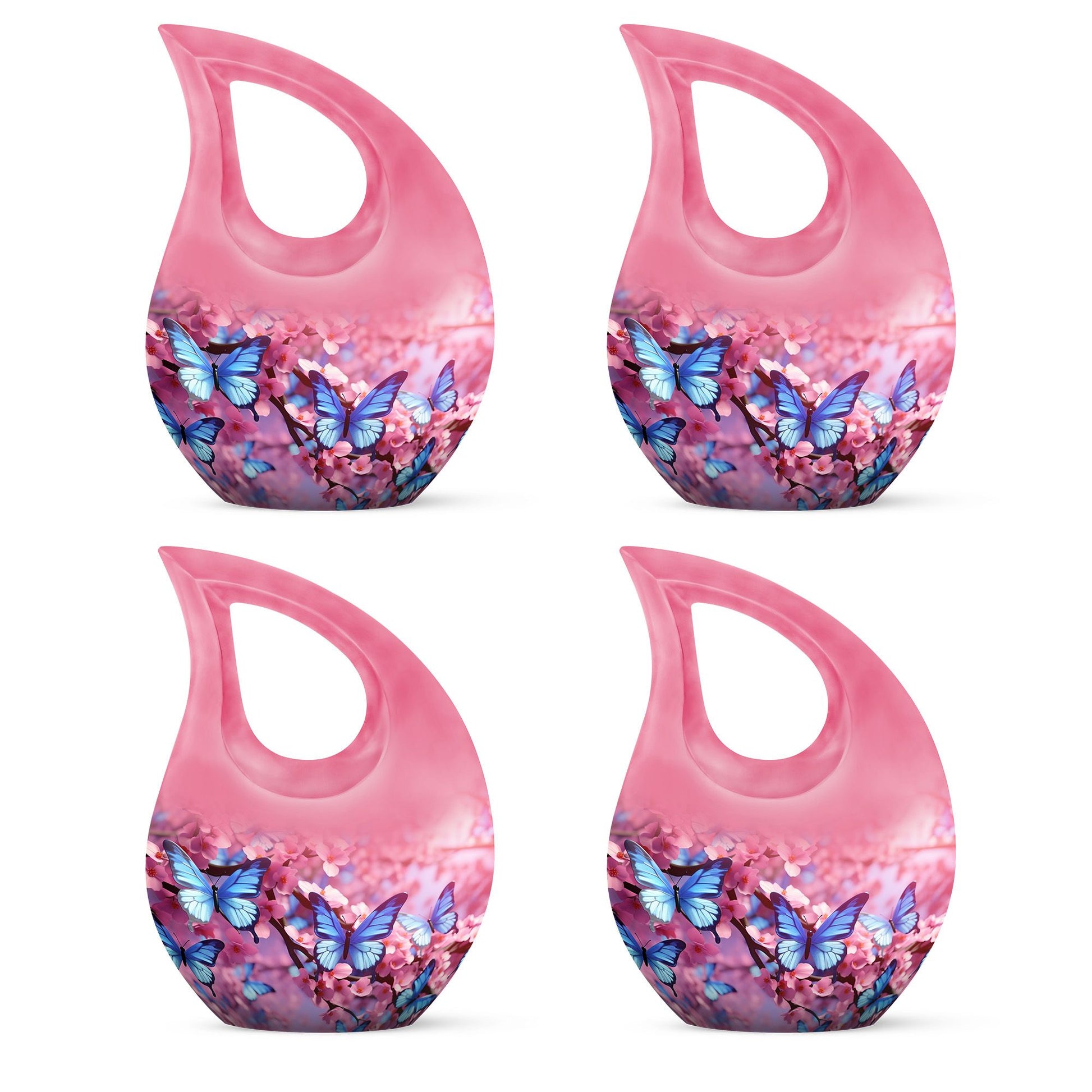 10-inch Butterfly Cross Drop Double Urn for cremated remains