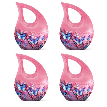 10-inch Butterfly Cross Drop Double Urn for cremated remains