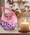 10-inch Butterfly Cross Drop Double Urn for cremated remains