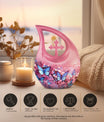10-inch Butterfly Cross Drop Double Urn for cremated remains