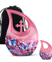 10-inch Butterfly Cross Drop Double Urn for cremated remains