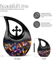 10-inch Butterfly Theme Cross Drop Cremation Urn 