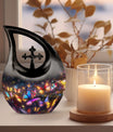 10-inch Butterfly Theme Cross Drop Cremation Urn 