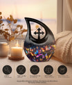 10-inch Butterfly Theme Cross Drop Cremation Urn 