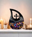 10-inch Butterfly Theme Cross Drop Cremation Urn 