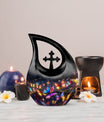 10-inch Butterfly Theme Cross Drop Cremation Urn 