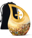 10 inch Butterfly-themed Cross Drop memorial urn,