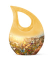 10 inch Butterfly-themed Cross Drop memorial urn,