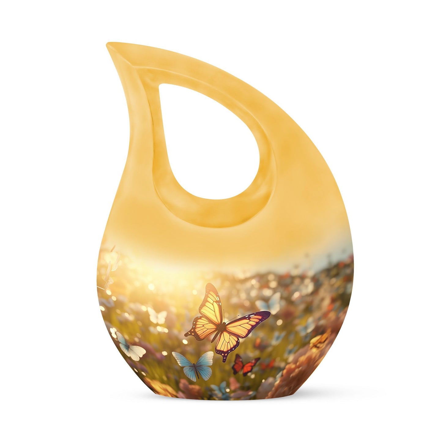 10 inch Butterfly-themed Cross Drop memorial urn,