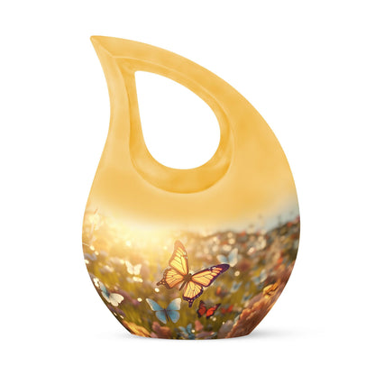 10 inch Butterfly-themed Cross Drop memorial urn,