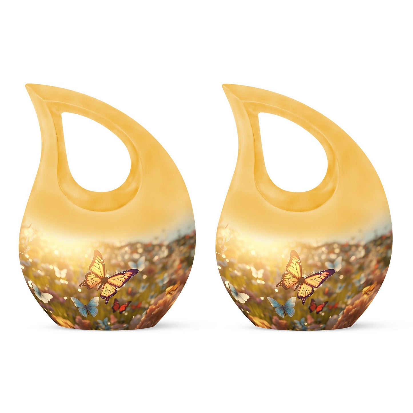 10 inch Butterfly-themed Cross Drop memorial urn,