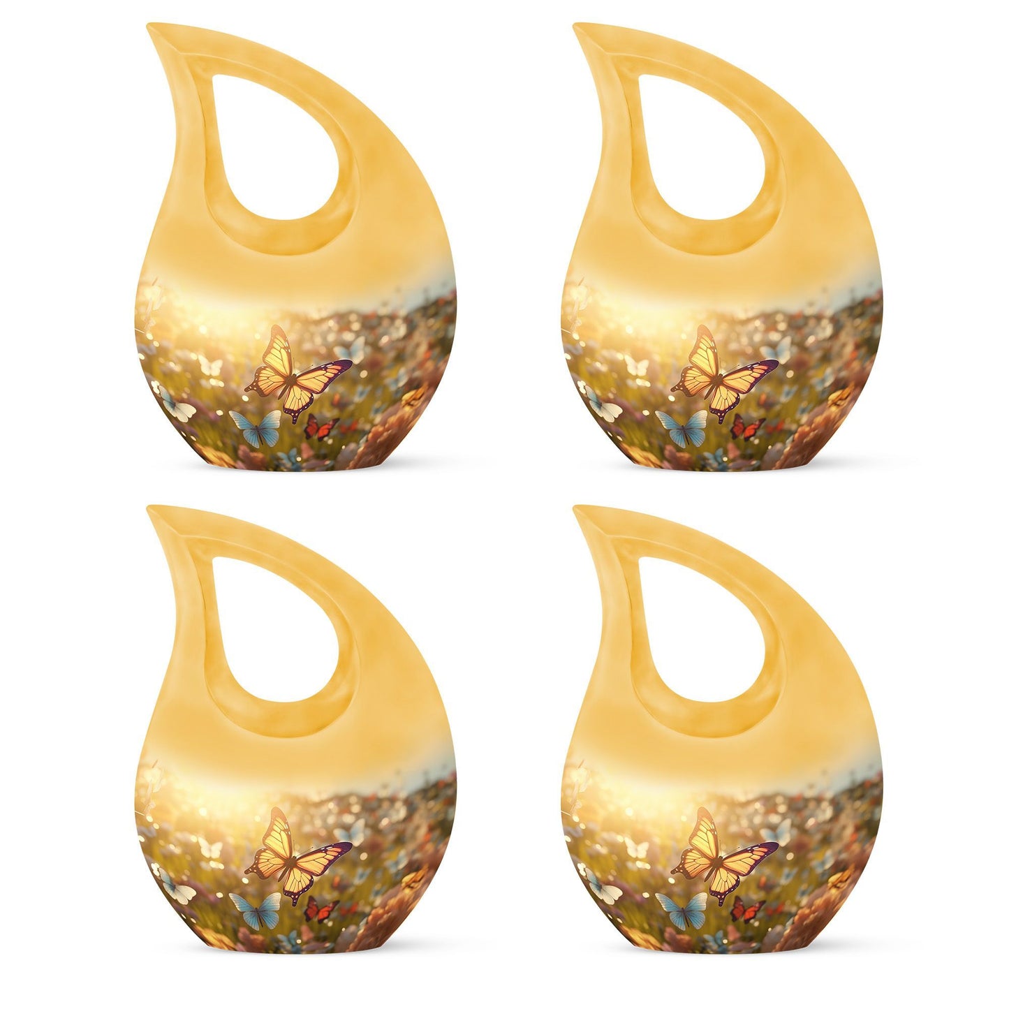 10 inch Butterfly-themed Cross Drop memorial urn,