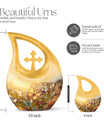 10 inch Butterfly-themed Cross Drop memorial urn,