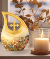 10 inch Butterfly-themed Cross Drop memorial urn,