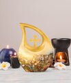 10 inch Butterfly-themed Cross Drop memorial urn,