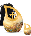 10 inch Butterfly-themed Cross Drop memorial urn,