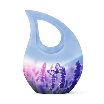Butterfly themed 10-inch Cross Drop Cremation 