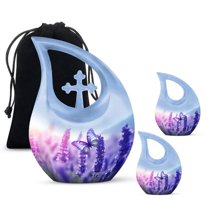 Butterfly themed 10-inch Cross Drop Cremation 