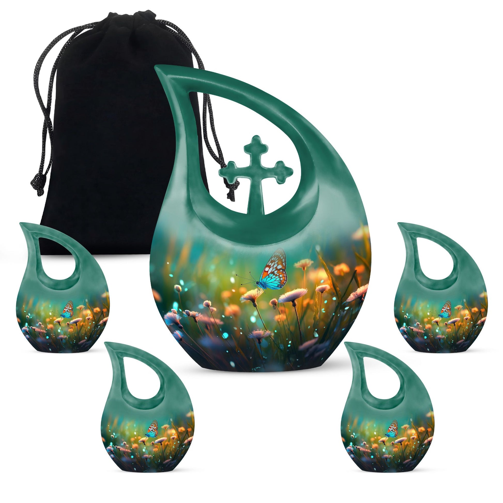 Memorial Butterfly Kisses - Large Aluminium Urn for Beloved Mom