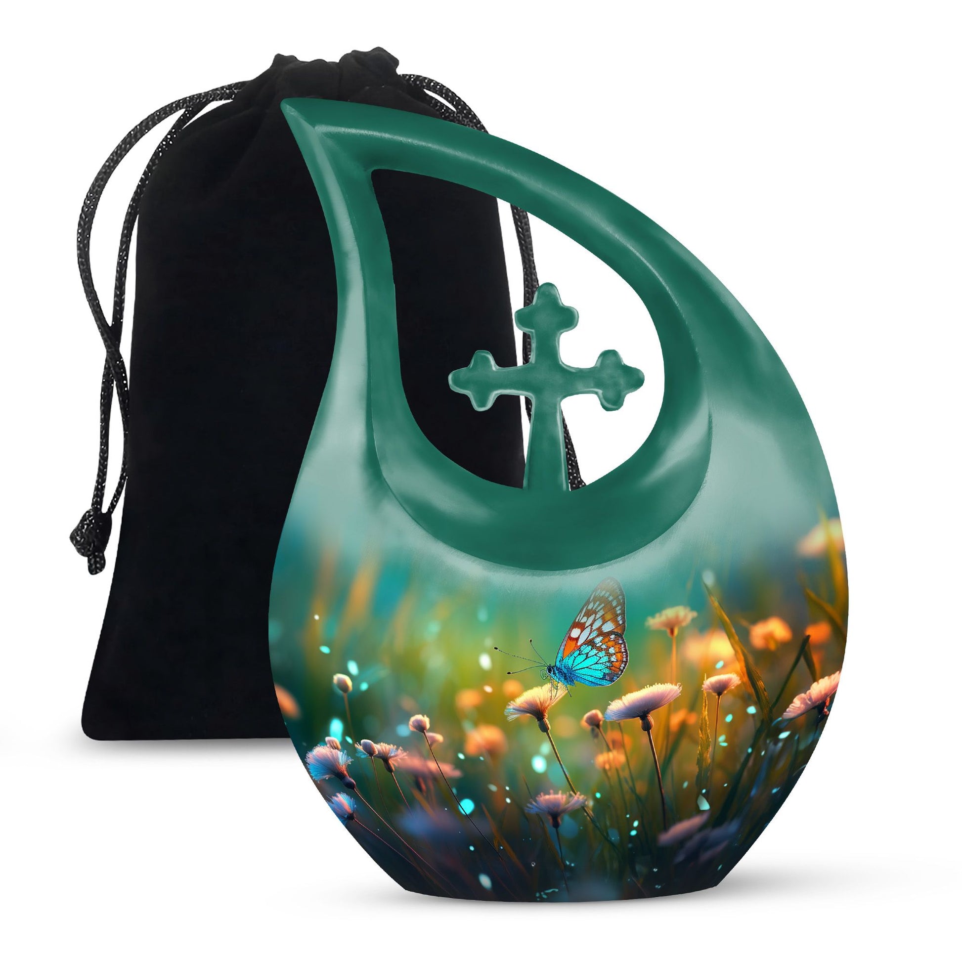 Memorial Butterfly Kisses - Large Aluminium Urn for Beloved Mom