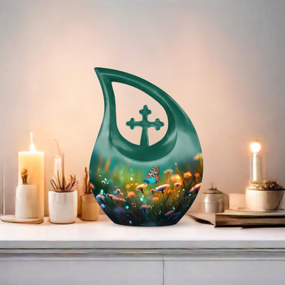 10 Inch Aluminium Butterfly Urn, Cross Drop urn 