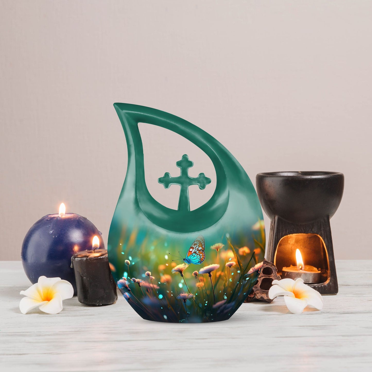 10 Inch Aluminium Butterfly Urn, Cross Drop urn 