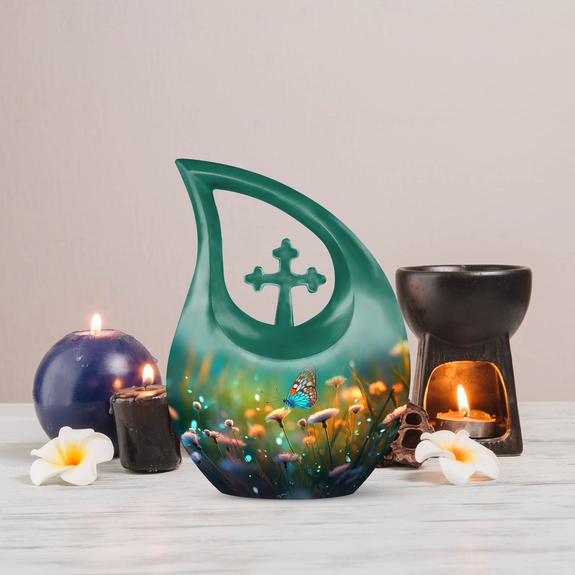 10 Inch Aluminium Butterfly Urn, Cross Drop urn 