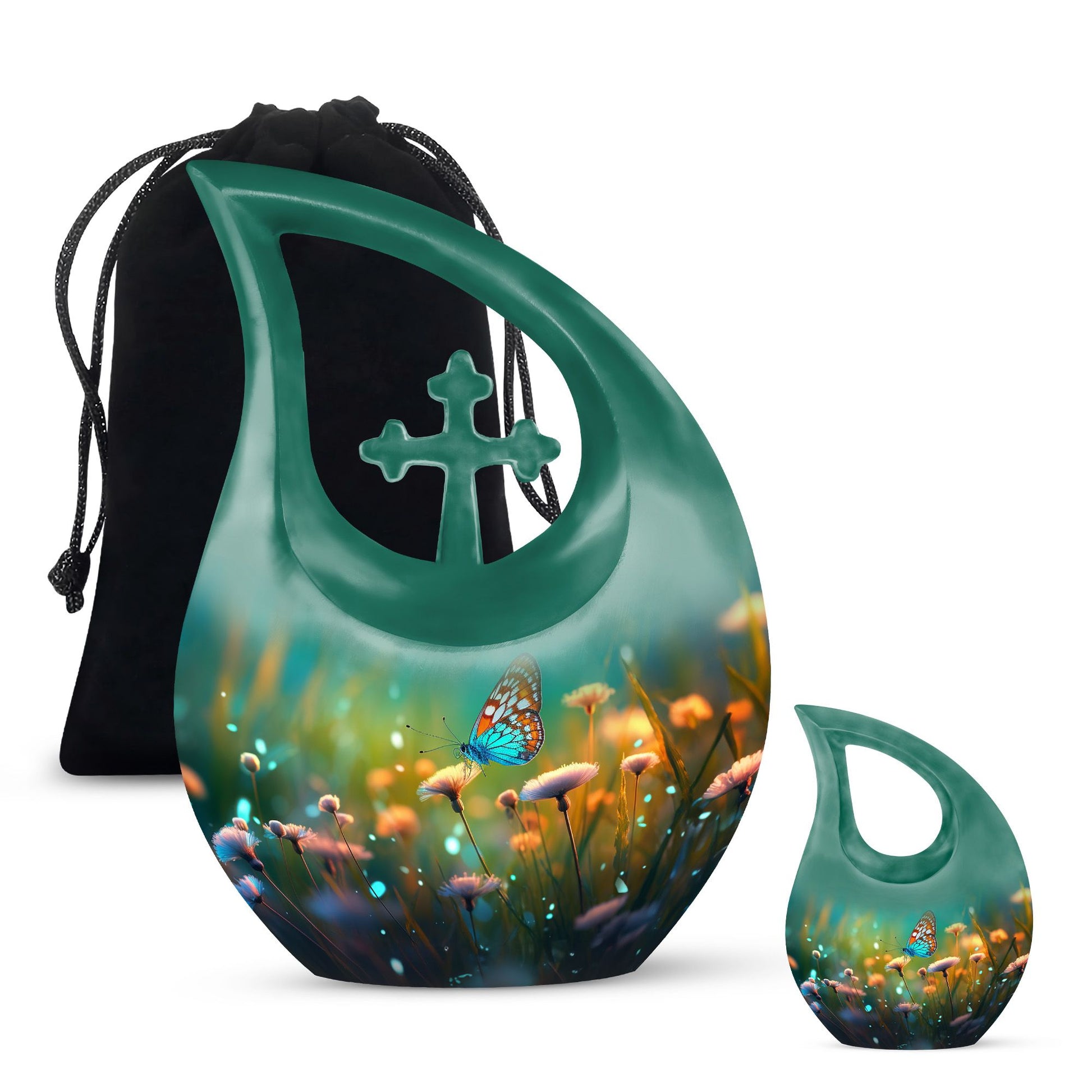 Memorial Butterfly Kisses - Large Aluminium Urn for Beloved Mom