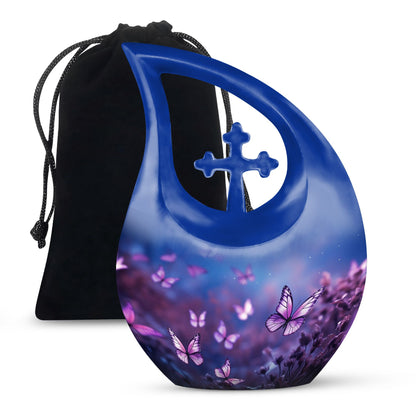 Pink Personalized Butterfly Cremation Urn for Mom - 10-inch, 200 cu in - Yatskia