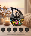 Butterfly-themed Cross Drop memorial urn, Personalized 
