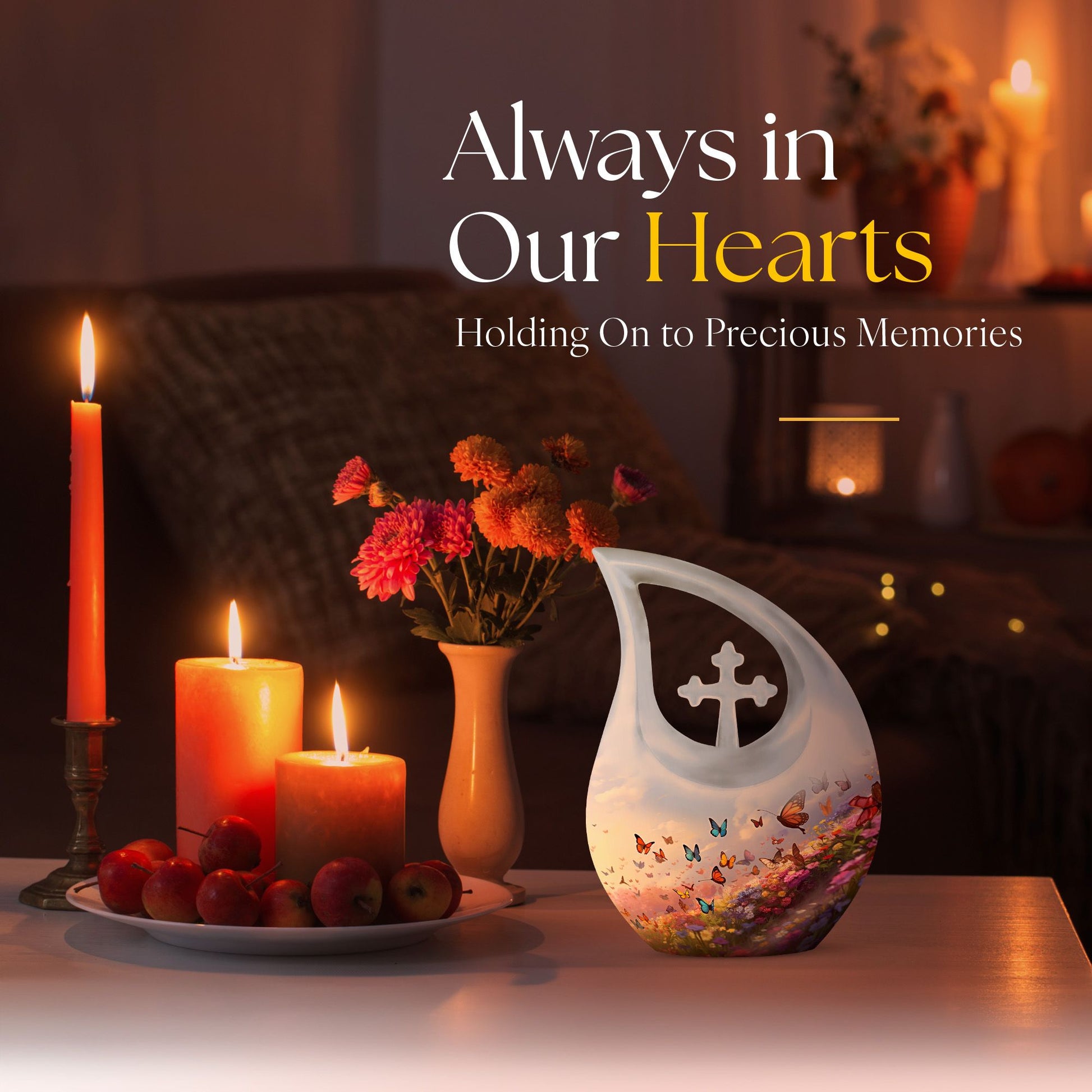 10-inch Butterfly Urn with Cross Drop Design,