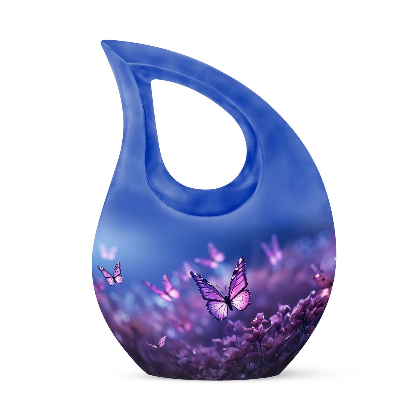 Butterfly Themed Cross Drop Memorial Urn, 