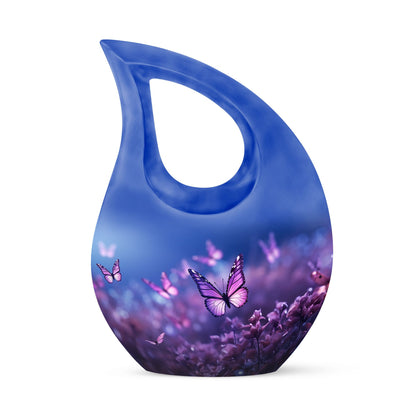 Butterfly Themed Cross Drop Memorial Urn, 