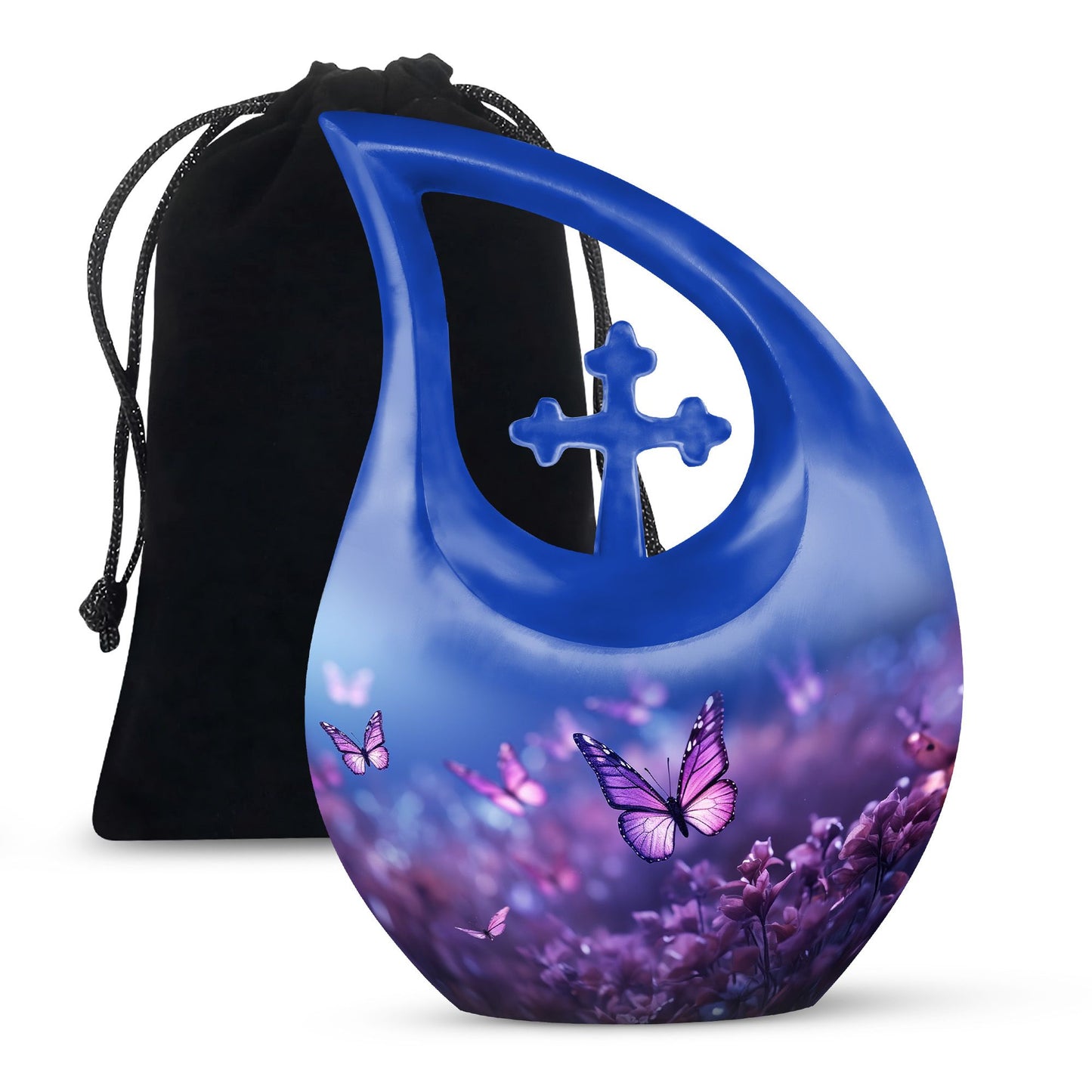 Colorful Personalized Butterfly Cremation Urn for Human Ashes - 10-inch, 200 cu in - Yatskia
