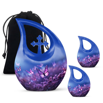 Colorful Personalized Butterfly Cremation Urn for Human Ashes - 10-inch, 200 cu in - Yatskia