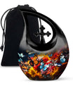 10-inch Butterfly-themed Cross Drop Modern Urn