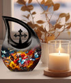 10-inch Butterfly-themed Cross Drop Modern Urn