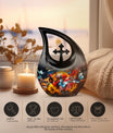 10-inch Butterfly-themed Cross Drop Modern Urn