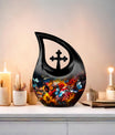 10-inch Butterfly-themed Cross Drop Modern Urn