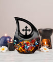 10-inch Butterfly-themed Cross Drop Modern Urn