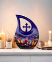 10-Inch Butterfly Memorial Urn with Cross Drop