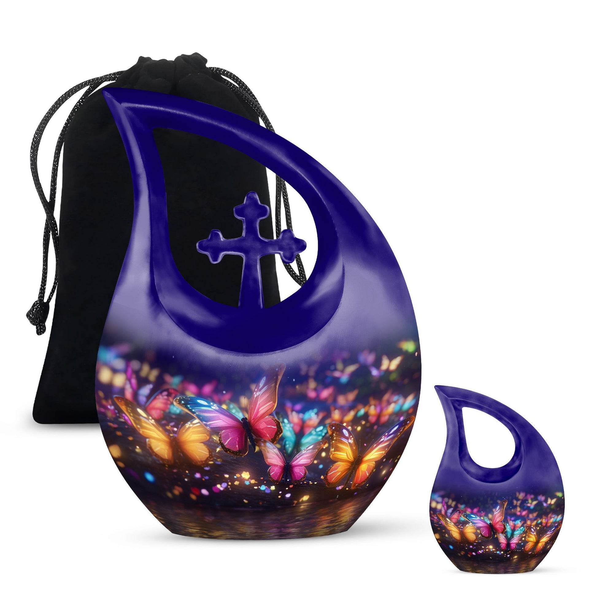 10-Inch Butterfly Memorial Urn with Cross Drop