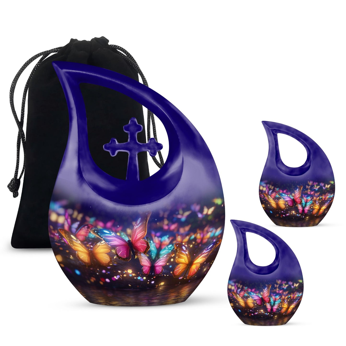 10-Inch Butterfly Memorial Urn with Cross Drop