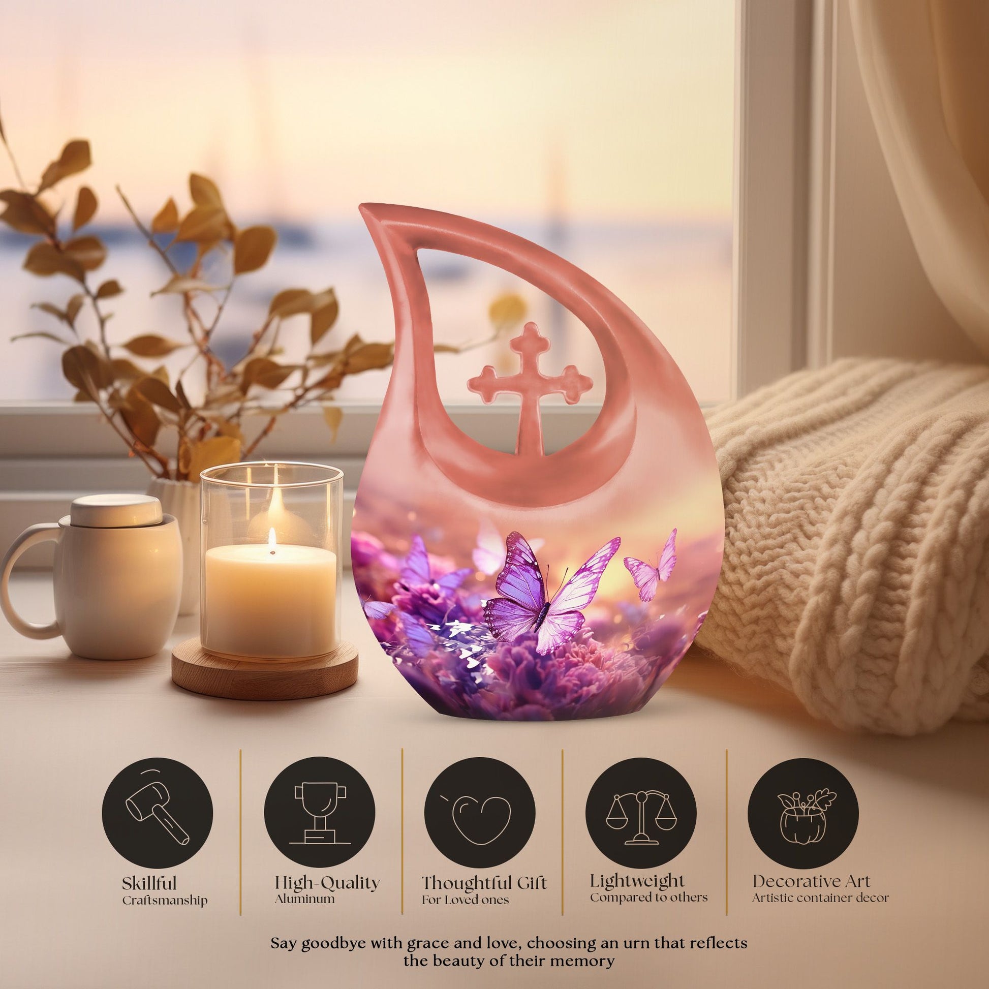 10-inch beautiful Butterfly Urn 