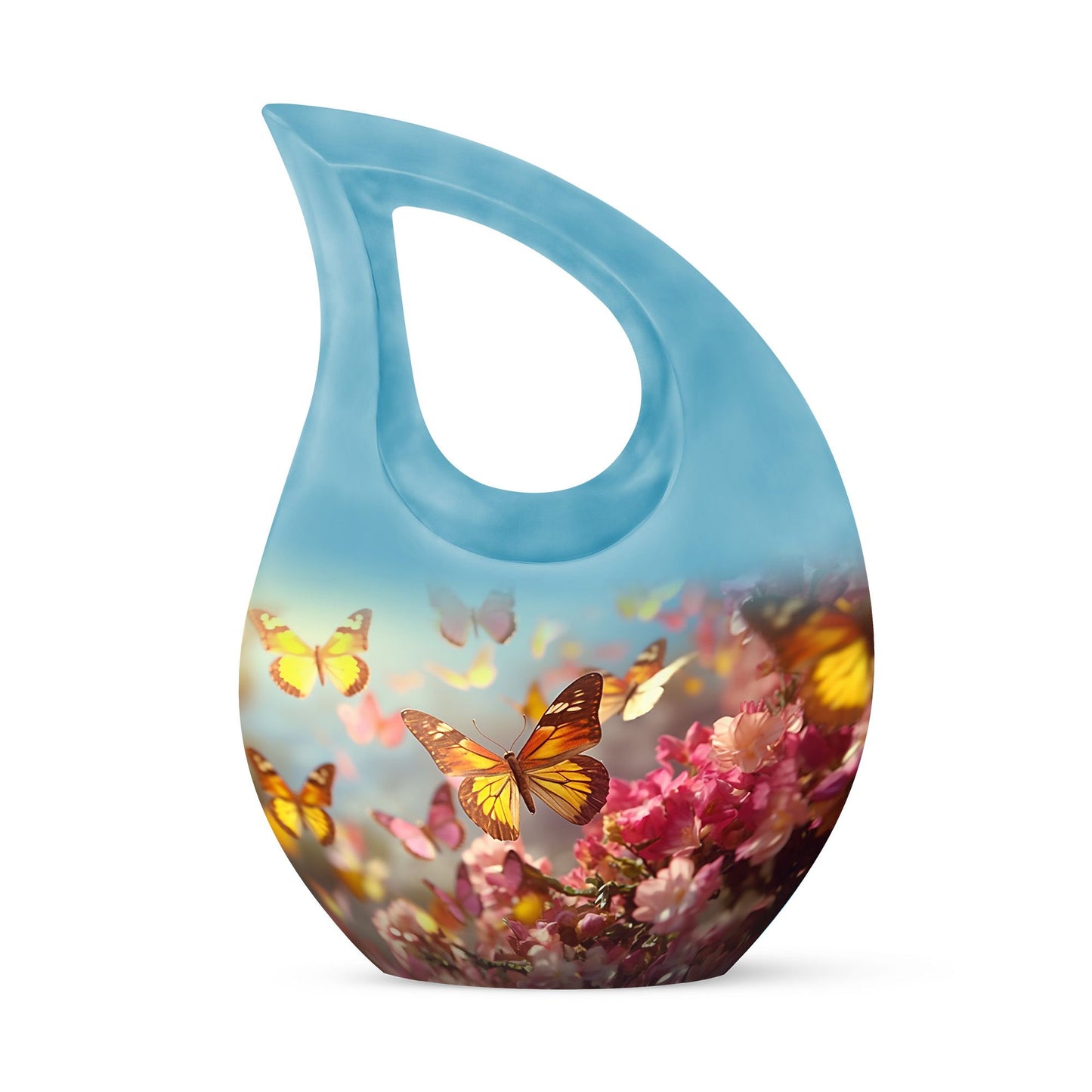 10-inch Butterfly Urn with Cross Drop Design