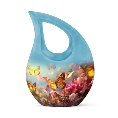 10-inch Butterfly Urn with Cross Drop Design