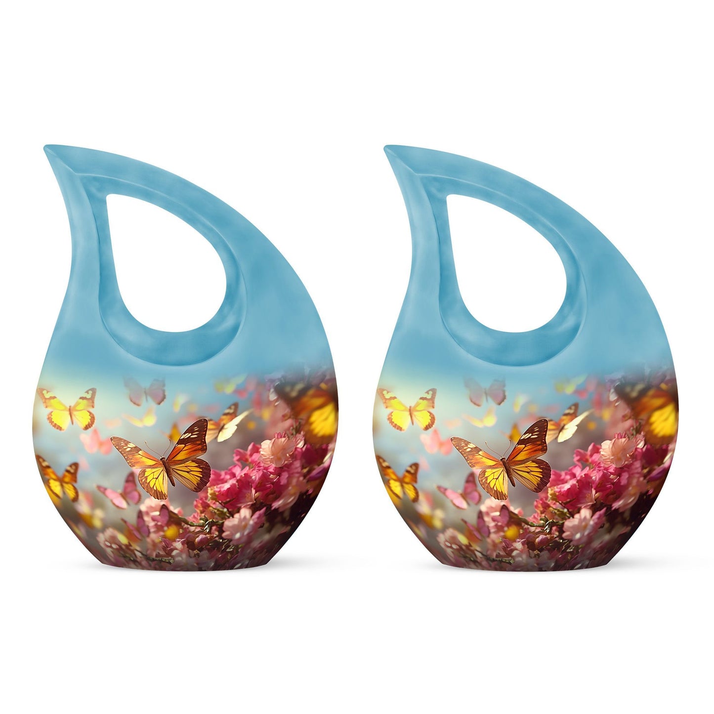 10-inch Butterfly Urn with Cross Drop Design