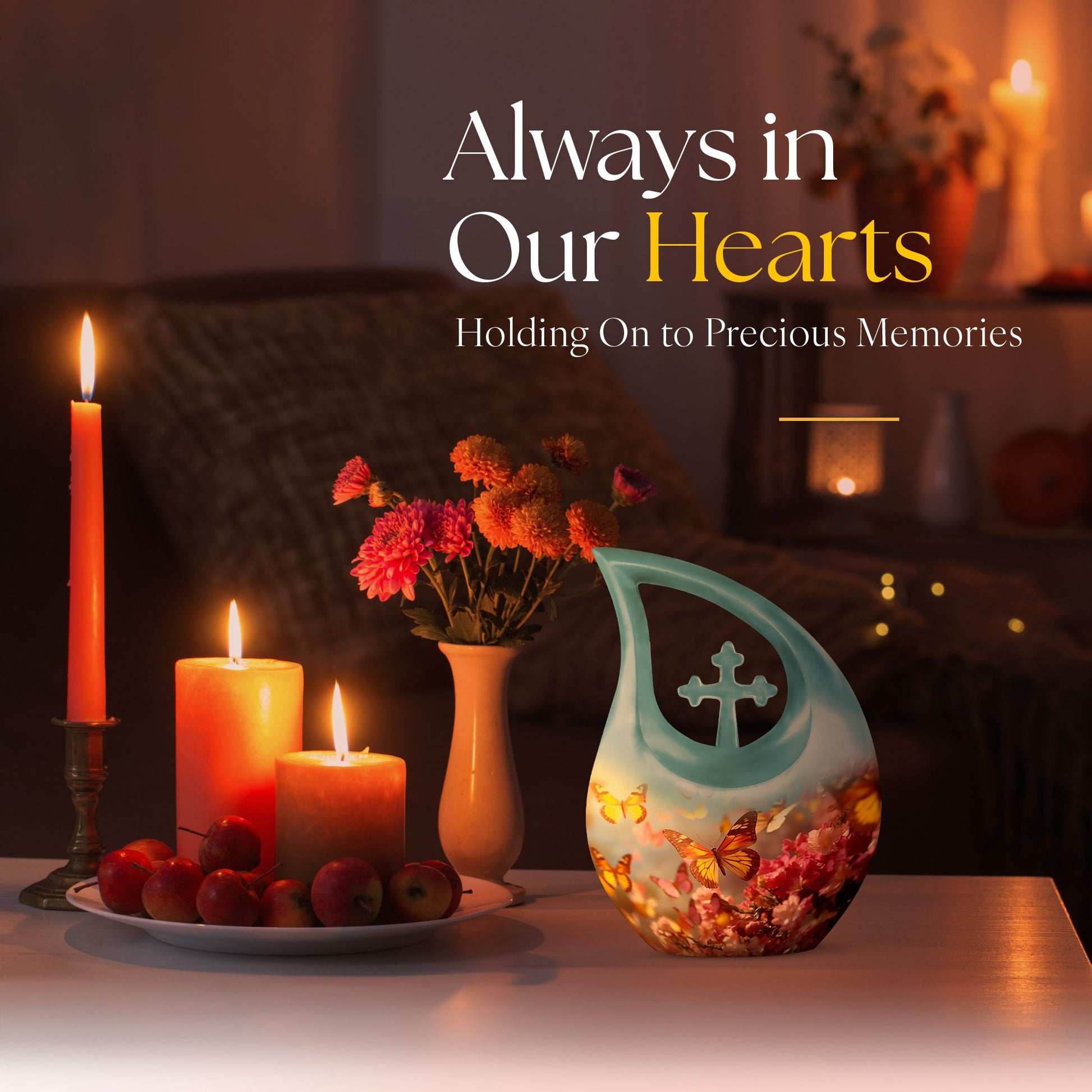 10-inch Butterfly Urn with Cross Drop Design